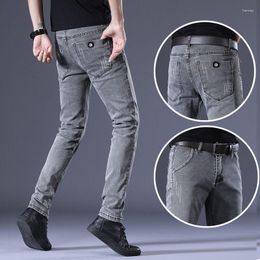 Men's Jeans Fashion High Quality Korean Style Clothes Streetwear Stylish Slim Stretch Casual Denim Trousers Grey Pants