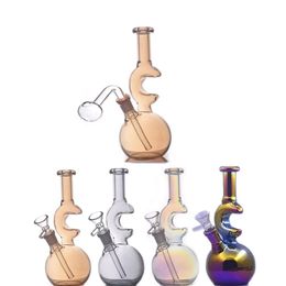 Wholesale Creative Moon shape beaker hookah 14mm female joint Downstem Perc glass water oil burner dab rig bong tobacco smoking pipe