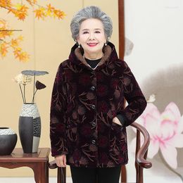 Women's Trench Coats Middle Aged Elderly Mother Winter Clothes Women Cotton-Padded Coat Keep Warm Single Breasted Parkas Hooded Thicken