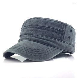 Ball Caps 2023 Classic Vintage Flat Top Mens Washed And Hat Adjustable Fitted Thicker Cap Winter Warm Military Hats For Men