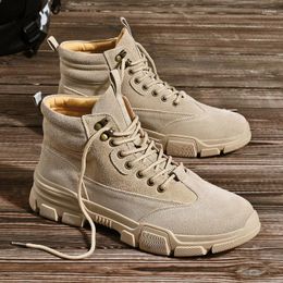 Boots 9 Men's Autumn Winter Hight-Top Cotton-Padded Shoes Velvet Warm Durable Haed-wearing Absorption Lace Up