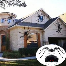 Christmas Decorations 200cm Halloween Giant Black Spider Plush toy Decoration Props Kids Toy Haunted Outdoor Party House Decor 231009