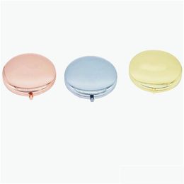 Mirrors Compact Makeup Mirror Portable Double Side Folding Mirrors Women Vintage Cosmetic For Bridesmaid Proposal Wedding Home Garden Dh6Fp