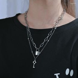 Pendant Necklaces Stainless Steel Pad Lock Multi-layer Women Delicate Six Claw Clavicle Chain Necklace Couple Jewelry Choker