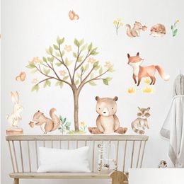 Party Decoration Party Decoration Cartoon Cute Animal Illustration Watercolour Nursery Sticker Removable Wall Decals Art Print Kids Boy Dhbs9