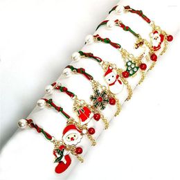 Link Bracelets Exquisite Hand Woven Metal Chain Christmas Bracelet Santa Claus Snowflake Tree Pendant Bangles For Children Gift