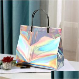 Storage Bags Pvc Shop Bag For Women Laser Handbag Holographic Candy Beach Waterproof Shoder Jelly Drop Delivery Home Garden Housekee Otjaf