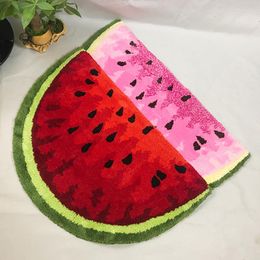 Carpets Semicircle Doormat Tufted Watermelon Soft Plush Rug Non-Slip Entrance Bathroom Mat Home Decor Toilet Kitchen Floor