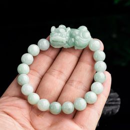 Jadeite Pixiu Bracelets Carved Jade Charms Bangles Vintage Talismans Accessories Natural Gift Jewelry