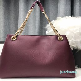 Designer Genuine Leather Bag with Chain Solid Colour Women's Handbag Purses