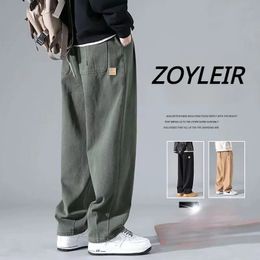 Men s Pants 100 Cotton Wide Leg Man Streetwear Harem Casual Baggy Sweatpants Male Straight Trousers Techwear Sport Basketball 231009