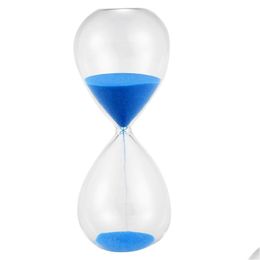 Other Clocks & Accessories Clocks Large Fashion Blue Sand Sandglass Hourglass Timer Clear Smooth Glass Measures Home Desk Decor Xmas B Dhh7K