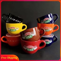 Mugs Friends Tv Show Central Perk Big Mug 330 - 650ml Coffee Tea Ceramic Cup Friends Cappuccino Mug Christmas Gifts for Friends 231009