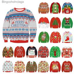 Women's Sweaters New Autumn Winter Ugly Christmas Sweaters Jumpers Tops Xmas Sweater Men Women 3D Funny Dinosaur Print Pullover Hoodie SweatshirtL231010