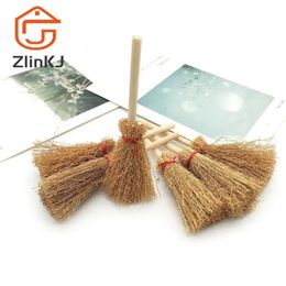 Other Event Party Supplies 1051Pcs Mini Broom Red Rope Straw Brooms Hanging Decorations For Halloween Party Costume Witch Broom Dollhouse Accessories 231009