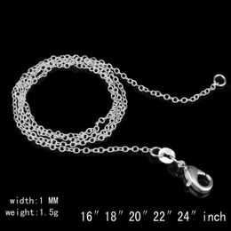 925 Sterling Silver Necklace Rolo O Chain Necklaces Jewellery 1mm 16'' -- 24'' 925 Silver DIY Chai220q