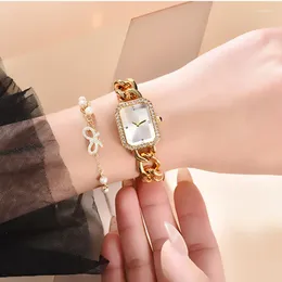 Wristwatches Minimalist Small Fragrance Square Bracelet Watch Retro Women's Ultra Thin Exquisite