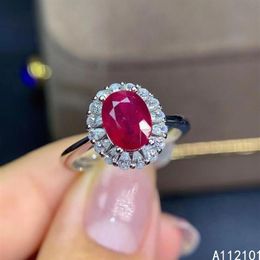 KJJEAXCMY fine jewelry S925 sterling silver inlaid natural ruby new girl noble ring support test Chinese style selling252o