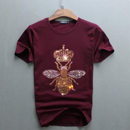 Men luxury diamond design bee Tshirt fashion t-shirts men funny t shirts brand cotton tops and Tees3238