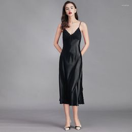 Women's Sleepwear Sexy Night Dress Lingerie Silk Nightgown Summer Clothes For Women Chemise De Nuit Robe Nuisette Long Ladies Home Femme