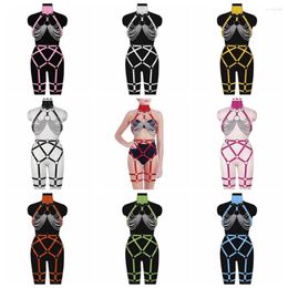 Belts Harajuku Sexy Lingerie Set 2pc Leather Harness Belt Metal Chain Accessories Women's Punk Goth Dance Rave Costume Garters