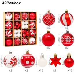 Christmas Decorations 1Box Mixed Christmas Ball Ornament Red White Gold Xmas Tree Hanging Bauble Pendants Christmas Decorations For Home Navidad Noel 231009