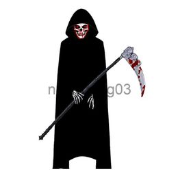 Scary Theme Halloween Costume with Hooded Robe and Red-eyed Skull Mask for Kids X1010