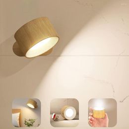 Wall Lamp LED Sconce 360° Rotate Touch Control USB Rechargeable Cordless Mounted For Reading Bedside