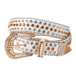 Belts Western Rhinestone Belt For Women Men Fashion Orange White Crystal Studded Diamond Gothic Y2K Waist Comfortable Decoration