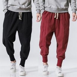 INCERUN Men Harem Pants Drawstring Cotton Joggers Solid 2020 Streetwear Drop-Crotch Trousers Men Baggy Casual Sweatpants S-5XL T20219l