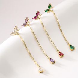 Dangle Earrings Mafisar White/Red/Green/Purple 4 Colors Crystal CZ Zircon Long Tassel For Elegant Women Party Jewelry