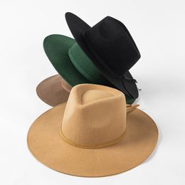 100% Wool Fedora Hat Women Autumn Winter New Ribbon Bow Fashion Casual Crown Top Jazz Top Hat Unisex Shopping Warm Bowler Hat