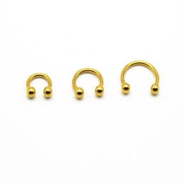 316L Surgical Steel Horseshoe Nose Lip Ear Piercing Hoop Ring Eyebrow Universal Gold Vacuum Plating Titanium 16G Body Jewelry298h