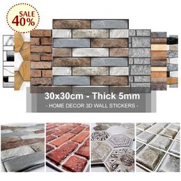 Wall Stickers 3D 30x30cm Water and Oil Proof Not Fade wall papers Imitation Brick Tile Stone grain cobblestone for Home Decorate 231009