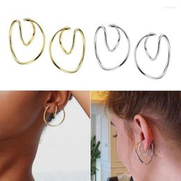 Clip-on & Screw Back Geometric Ear Clips Irregular ed Curve Cartilage Earring Cuffs Non Piercing Earrings Fashion Women Jewel237j
