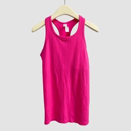Yoga Outfit 7 Colours NWT Brighter Colour Racerback Sport Fitness Crop Tops Built in Bra Sleeveless Vest Solid Quick Dry Tank 231010