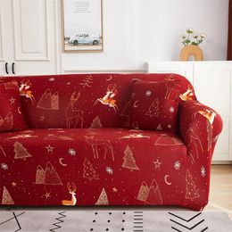 Chair Covers Christmas tree stretch sofa cover Santa Claus snow sofa cover home full package a sofa cover Christmas home holiday decoration 231009