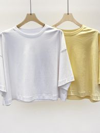 Women's T Shirts Ladies Solid Color Cotton Short-Sleeved T-Shirt 2023 Summer Round Neck Women Pullover Simple Casual Female Tops