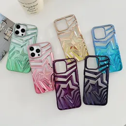 Luxury 6D ing Star Chromed Cases For Iphone 15 Pro Max 14 13 12 11 Iphone15 Bling Gradient Stars Starry Clear Metallic Plating Soft TPU Mobile Phone Cover Back Skin