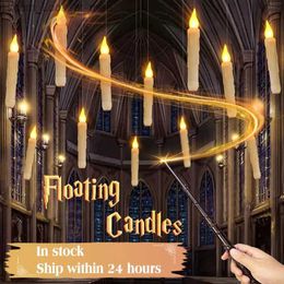 Other Event Party Supplies Halloween Flameless Floating Candles With Magic Wand Remote Battery Operated LED Flickering Hanging Candle Home Decoration Q231010