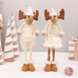 Christmas Decorations 68CM Retractable Long-legged Deer Knitted Clothing Standing Christmas Elk Doll Christmas Family Party Decoration Ornaments 231010