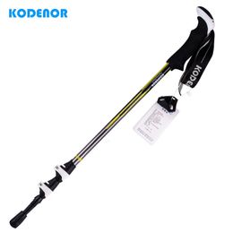 Trekking Poles 2 Pieces Folding Hiking Trekking Pole 3 Sections Aluminum Straight Handle Telescopic Ski Walking Stick For Camping Climbing 231010