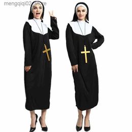 Theme Costume 3pcs Set Halloween Come Prom Cosplay Priestess Nun Robe Dress Sexy Women Carnival Dress Up Party Stage Show Fancy Dress Q231010