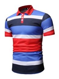 Customized Tees & Polos 082 Blue White Red Black Men's Short Sleeve Button Printing Casual Pullover Polo Shirt POLO Shirt