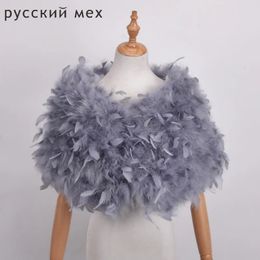 Shawls Real Ostrich Fur Shawls Elegant White Ostrich Feather Coats Wedding Fur Boleros Bridal Shawls Jackets for evening dresses 231010