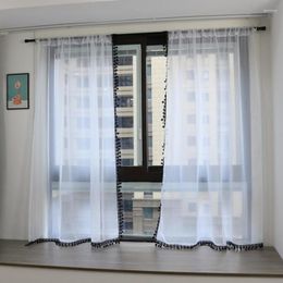 Curtain White Sheer Widnow Curtains With Lace 2 Panels Semi Transparent Voile For Bedroom And Living Room