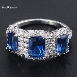 Cluster Rings Shipei Luxury 925 Sterling Silver Ruby Tanzanite Wedding Engagement Fine Jewelry Vintage White Gold Ring For Women W2066