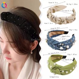 Boutique Rhinestone Fashion Hair Hoop Hair Bands for Women Girls Flower Pearl Headbands Designer Wide Hairband Hair Accessories Headwear