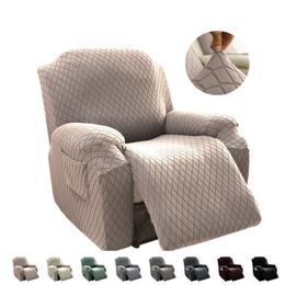 Chair Covers Plaid Jacquard Recliner Cover Stretch Single Sofa Thicken Armchair Slipcovers Relax Lazy Boy 4Pcs Split 231009