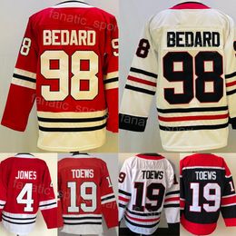 Team Hockey Jersey Reverse Retro 19 Jonathan Toews 98 Connor Bedard 4 Seth Jones Man Team Colour Black White Red Embroidery And Stitched Pure Cotton Breathable